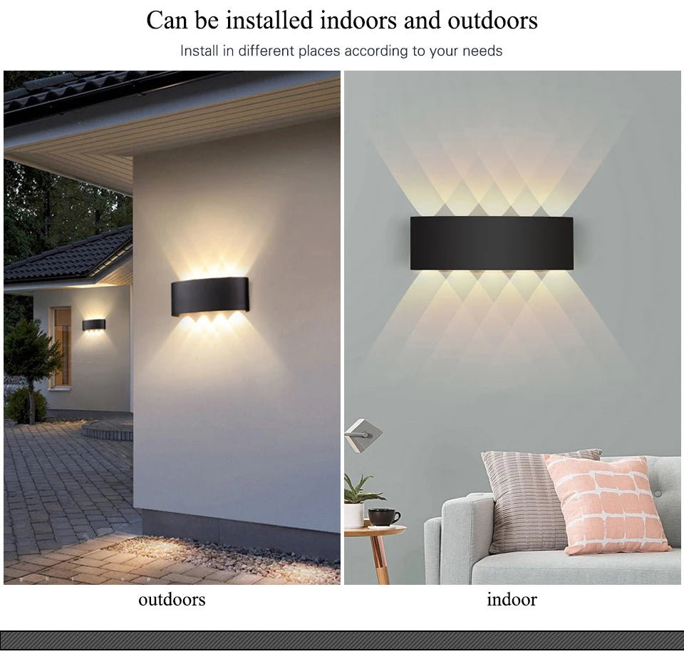 NEW Arrivals LED Wall Mounted Lamp Indoor Up and Down Interior Wall Light Bedroom Living Room Corridor Outdoor Garden Courtyard Pathway Lighting Home Decor