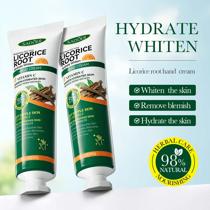 2PCS Set Korean Vitamin C Licorice Hand Cream Moisturizing Nourishing Brightening Hydrating Hands Korean Skin Care Products