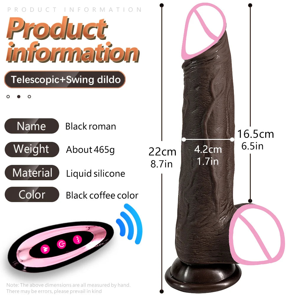 Adult Black Penis Wireless Vibrator Telescopic Dildos For Women Big Dildo Vibrator Heating Skin Feeling Dick Realistic Penis Silicone