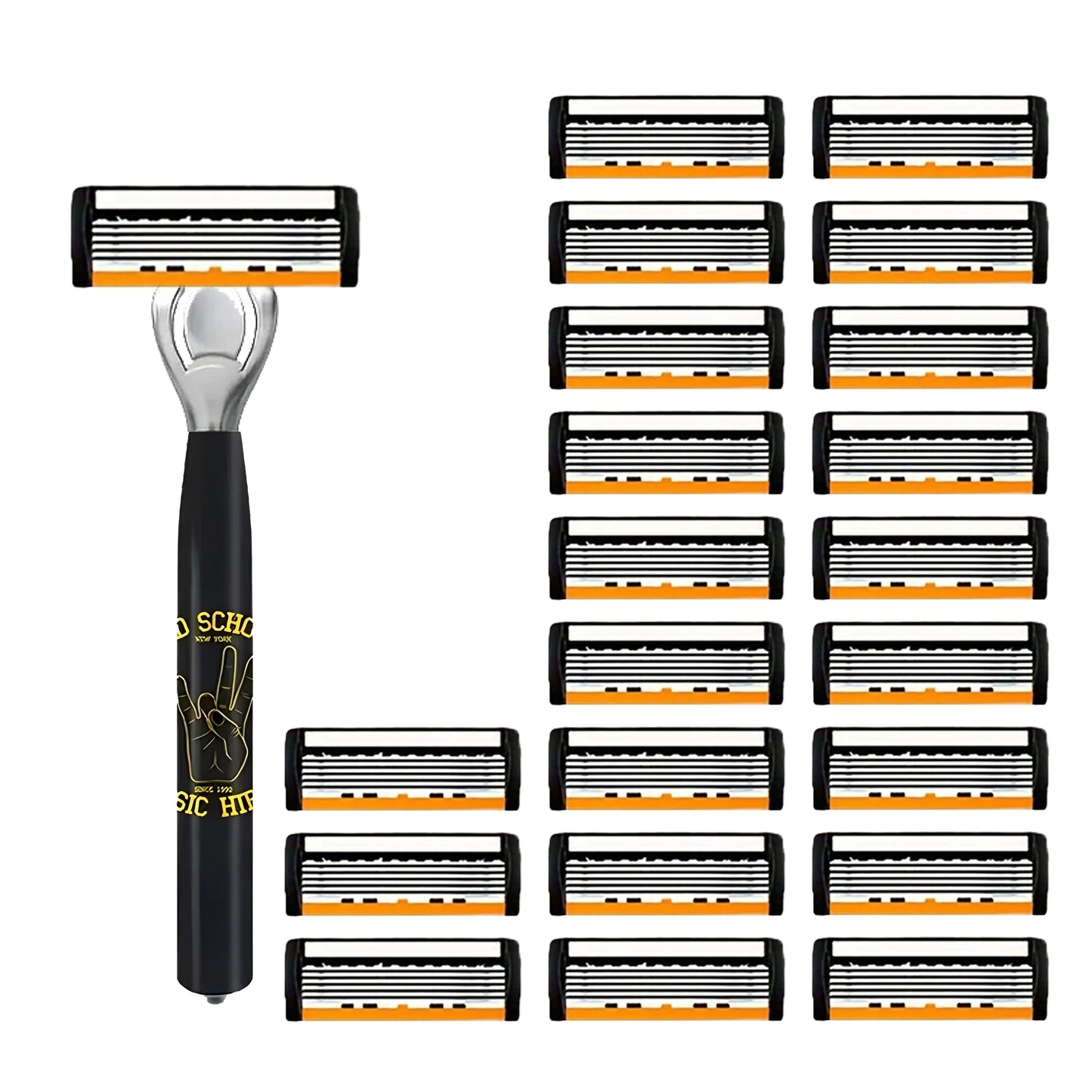 Brand New 21 Blades 7 Layer Set Men And Women Manual Safety Razor Blade 7-Layer Stainless Steel Hair Removal Shaving Blades Replaceable Shaver Head