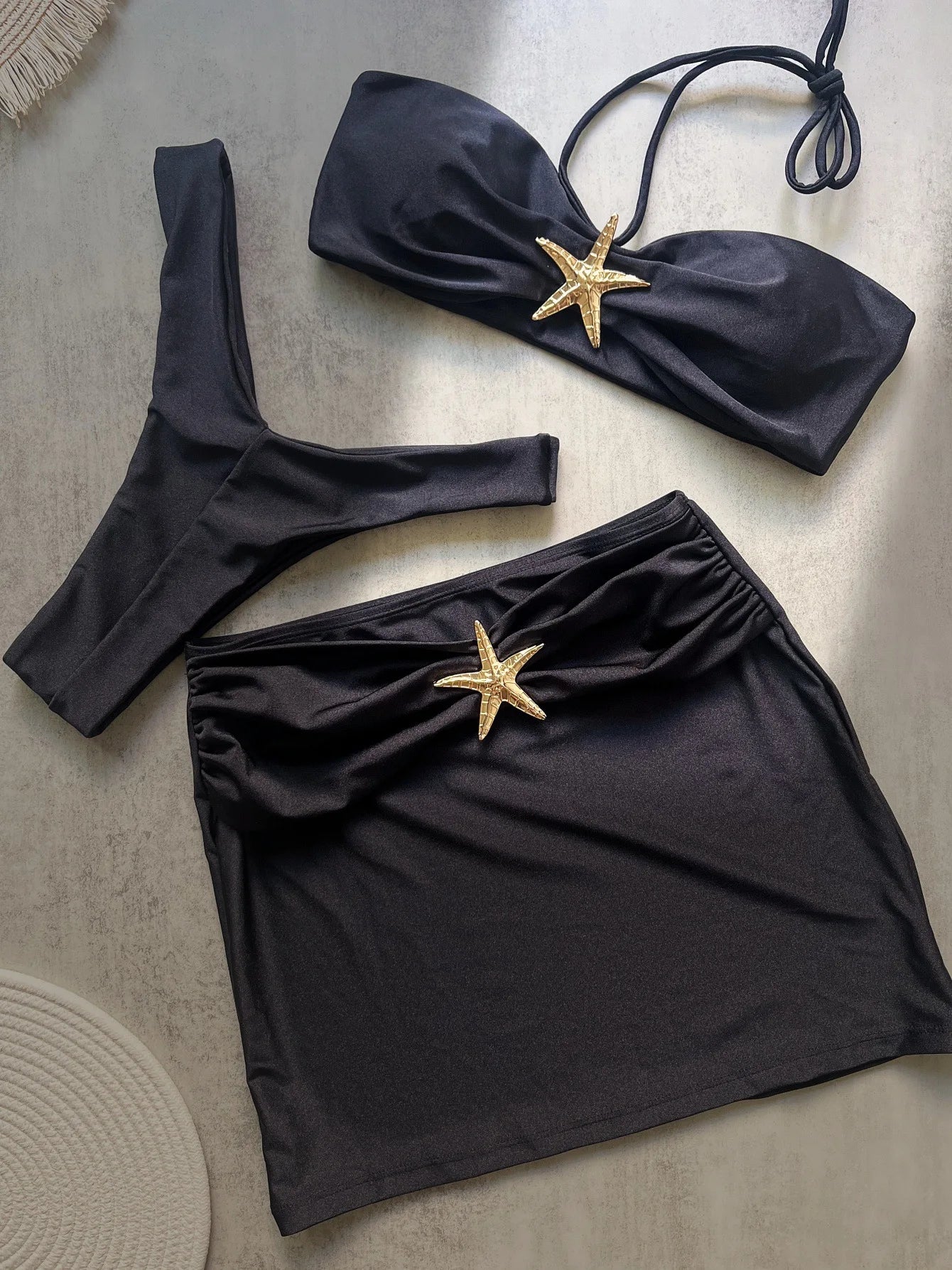 NEW Arrivals 3 PCS Set UK Size 5 Colors Sexy Bikini Set Push Up Bikini 2025 Sexy Women Swimsuit Shiny Skirt Female Swimwear Brazil Tangas G-String Bathing Suit Beachwear Cover Ups Set