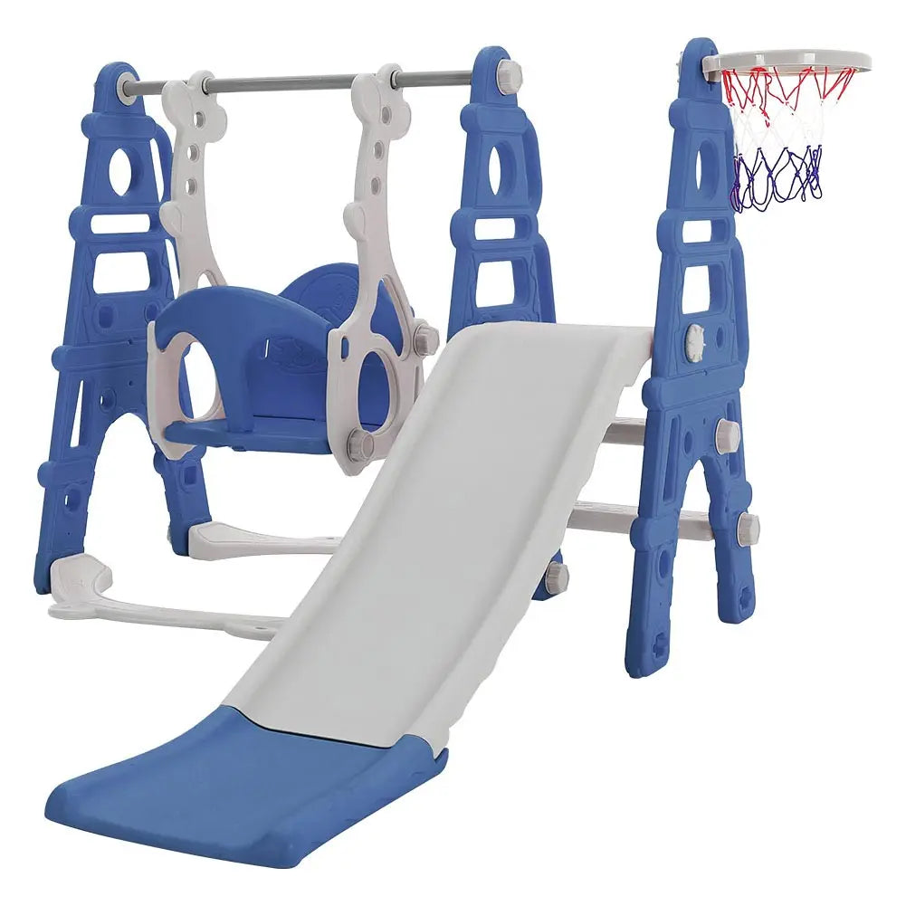 NEW Arrivals Children Toddler Swing and Slide Set with Basketball Hoop Garden Climbing Frame, Outdoor Indoor Large Slide Swing , Pink & Blue Color Kids Sport Games Toys Supplies