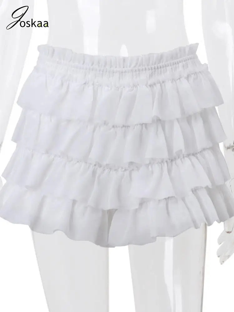 Knit Splice White 2 Piece Sets Women Outfit Sexy Long Sleeve Tops and Mini Tiered Skirts Suits Summer Nightclub Wear