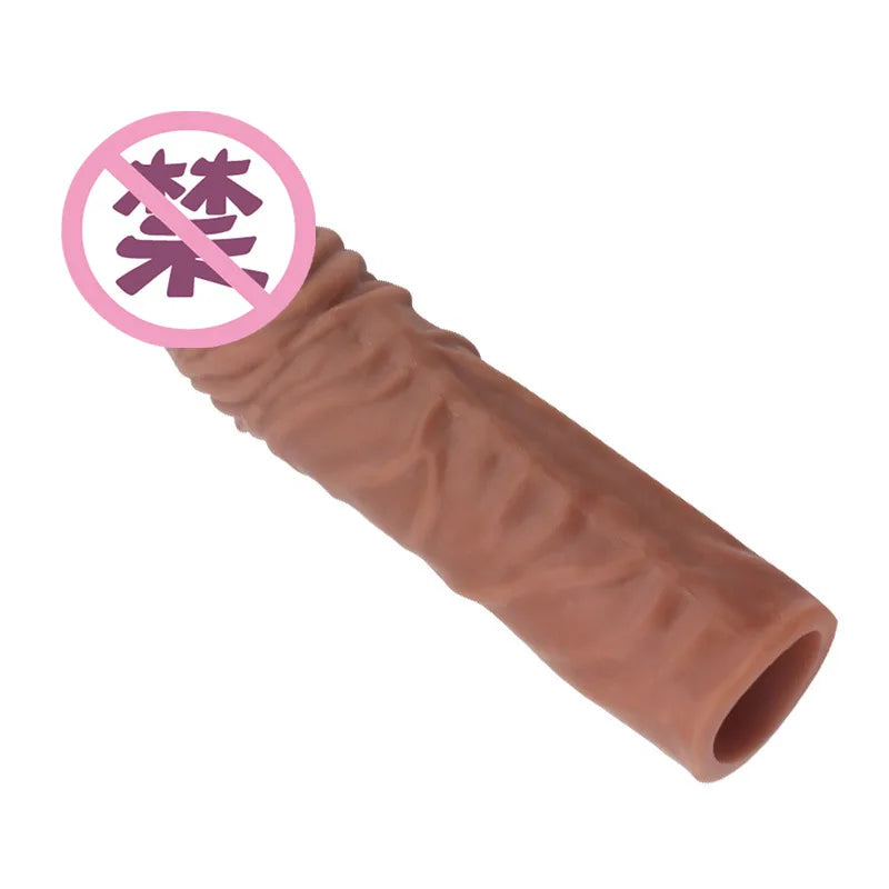 14/16/20CM Realistic Penis Sleeve Extender Reusable Dildos Condom Delay Ejaculation Dick Enlargement Sex Toys for Men