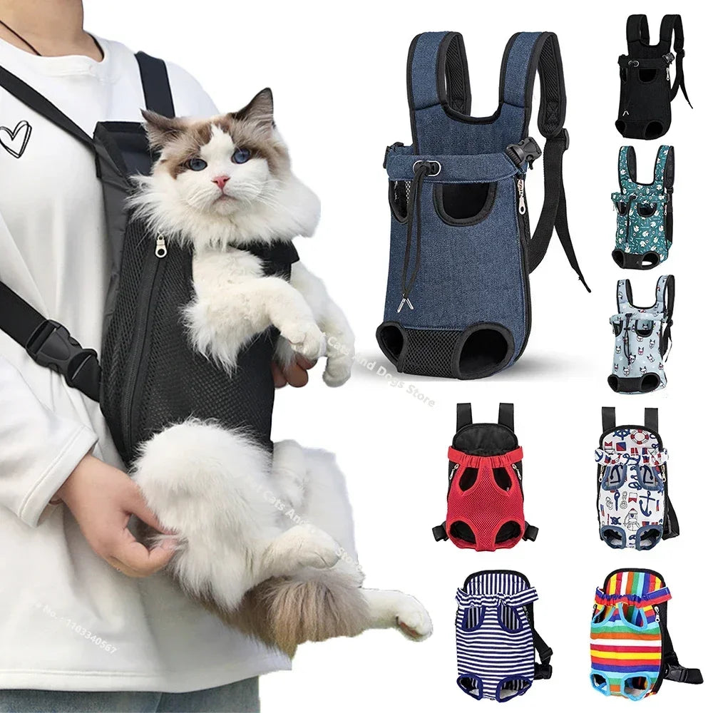 NEW Arrivals Adjustable Cat Dog Carrier Bag Pet Double Shoulder Backpack Portable Bag Outdoor Travel Camping Hiking Chest Strap Bag Pets Accessories