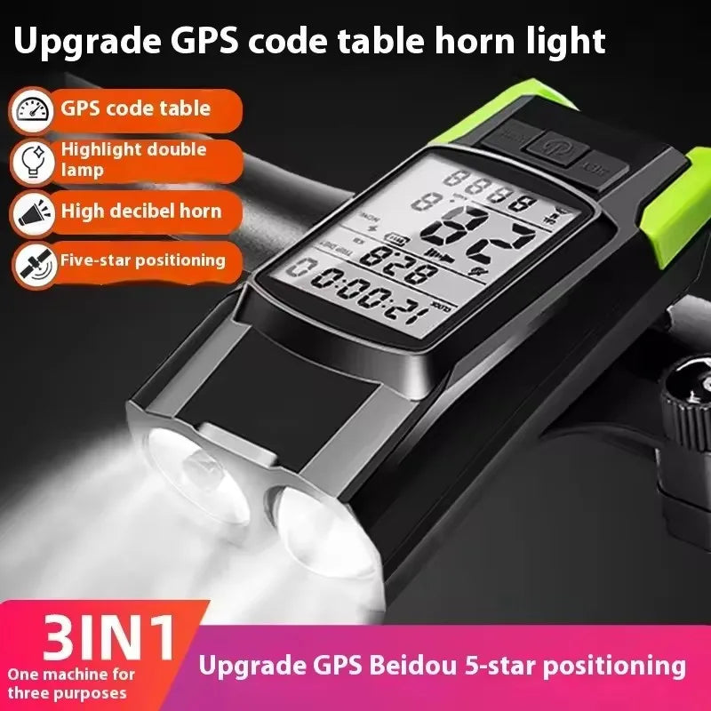 NEW GPS Wireless Code Table Speaker Light 3 in1 Five-Star Positioning 4000mAh Long Endurance High Brightness Riding Equipment Bicycle Accessories