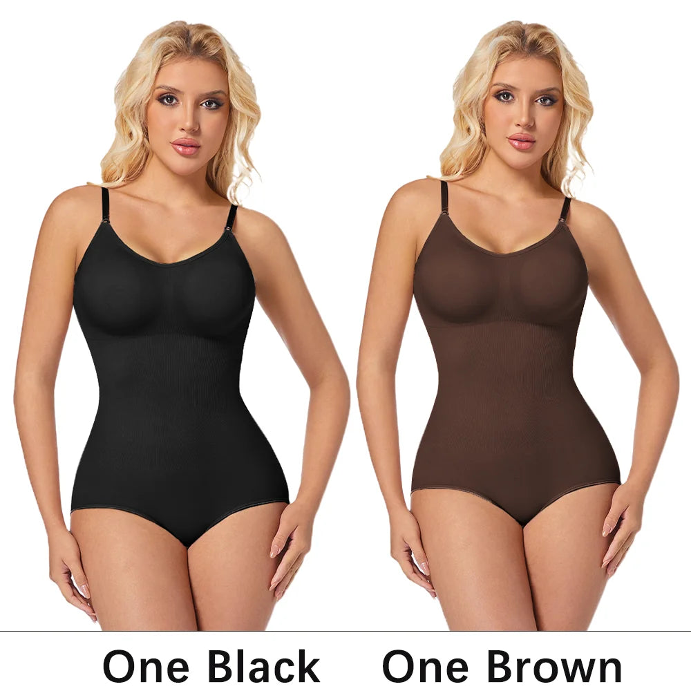 NEW Arrivals 2PCS Set S-2XL Slimming Shapewear Removable Bra Pads Bodysuit Body Shaper Women Seamless Tummy Control Slimming Sheath Flat Belly for Underwear