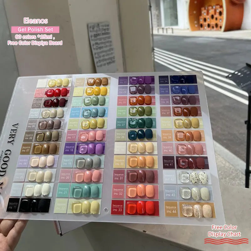 44pcs Very Good Nail Gel Nail Polish Kit Nail Salon Gel Lacquer With Color Card Nail Gel Soak Off UV LED Nail Varnish Set