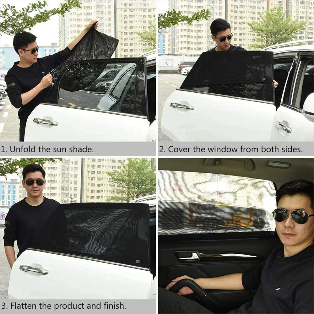 NEW Arrivals 4PCS Set Car Mosquito Screen, Window Mesh, Car Window Mosquito Net, Mosquito Proof Car insect Proof Glass Sunshade Curtains Accessories