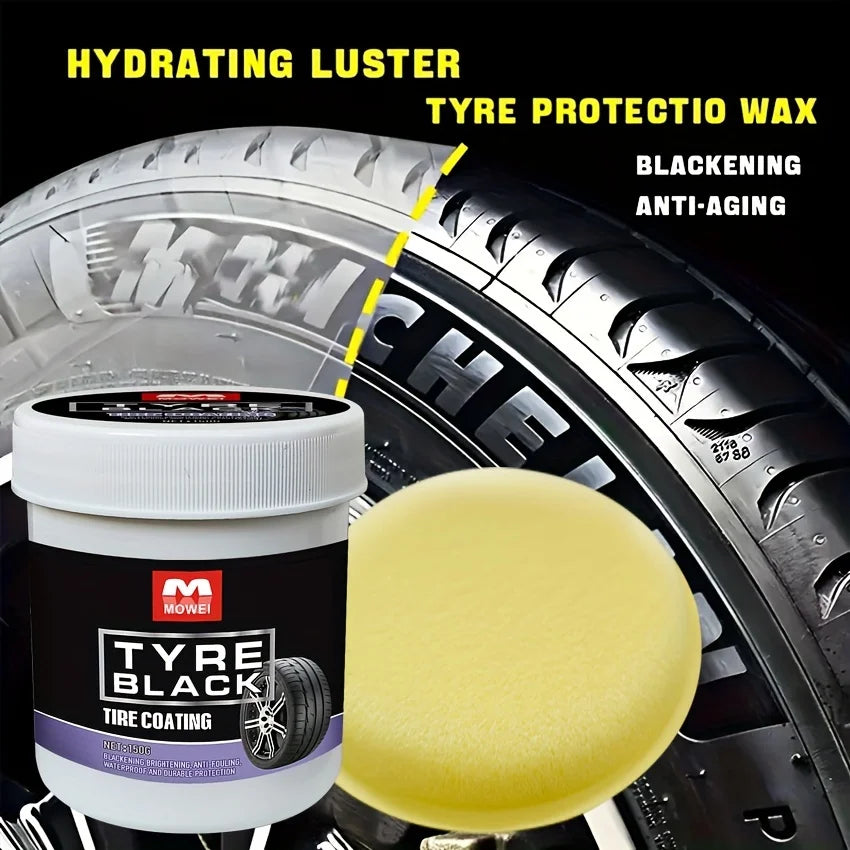 NEW Arrivals Car Motorcycle Tire Blackening Coating Wax - Hydrating Luster and Protection, Anti-Aging Tire Care Coating with Sponge Applicator Car Vehicle Accessories