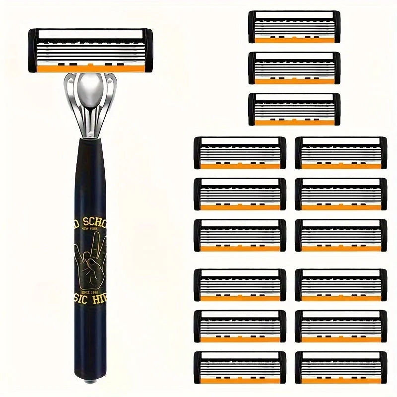 Brand New 21 Blades 7 Layer Set Men And Women Manual Safety Razor Blade 7-Layer Stainless Steel Hair Removal Shaving Blades Replaceable Shaver Head