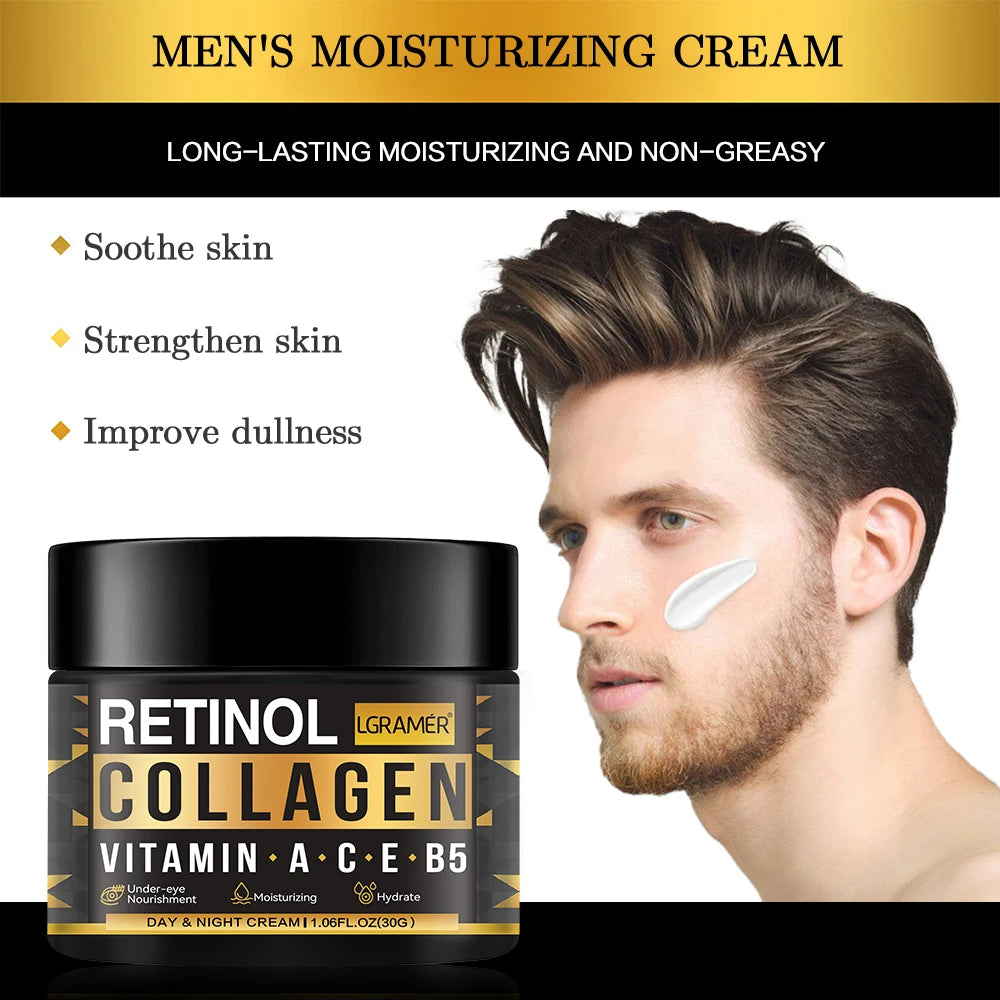 NEW Arrivals Men's Korean Retinol Collagen Face Cream Skincare Moisturizing Brightening Hydrating Smooth Wrinkles Firming Facial Face Men Korean Skin Care Products