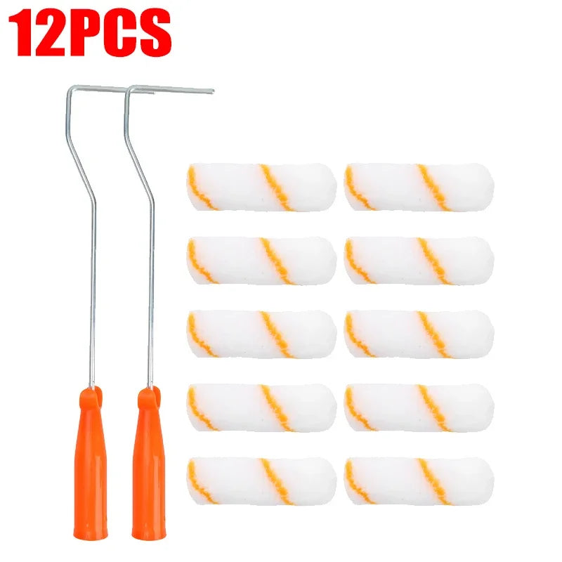NEW Arrivals 24PCS Set Paint Rollers Brush Kit Household Wall Painting Tools Reusable Paint Roller Decorating Brushes for Wall Construction Furniture Home Painting Tools