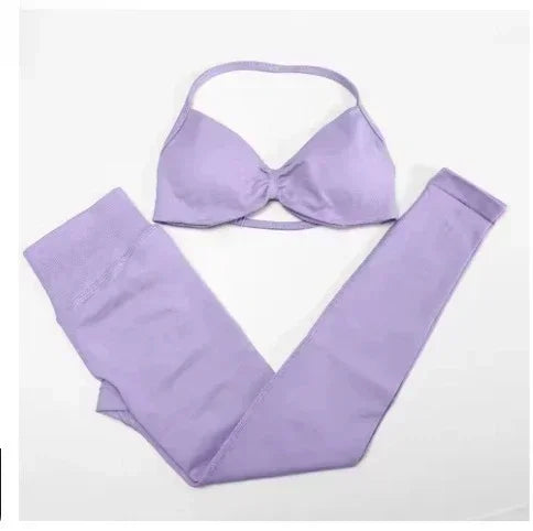 NEW Arrivals 10 Colors Women Gym Breathable Fashion Yoga Fitness Clothes Hip Pants Tie Bra Comfortable Sports Pilates Fitness Set