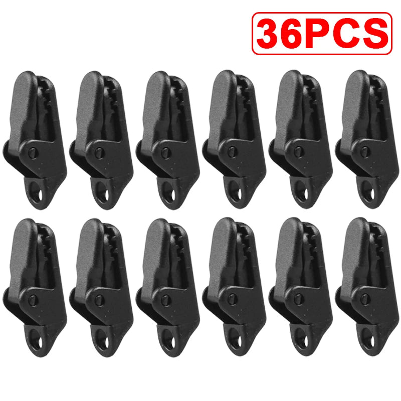 NEW 36PCS Set Awning Rope Clamp Tarpaulin Clip Tent Canopy Clip Buckle Reusable Tent Crocodile Clip Awning Outdoor Camping Accessories