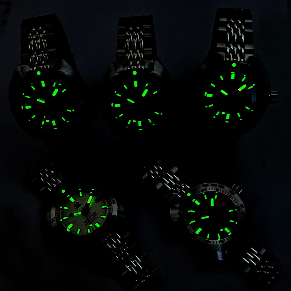 NEW Arrivals 5 Colors Diver Watch Tactical Frog SUB300T Retro Women Men Diver Watch 200M Waterproof Sapphire Mirror NH35 Automatic Mechanical Wristwatch Super Luminous Night Glowing Swimming Watch