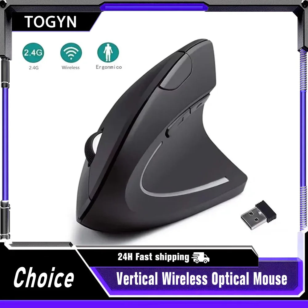 NEW Arrivals Vertical Mouse Ergonomic 2.4GHz Wireless Optical Mice 3 Adjustable DPI 800/1200/1600 6 Buttons for Laptop PC Computer Desktop