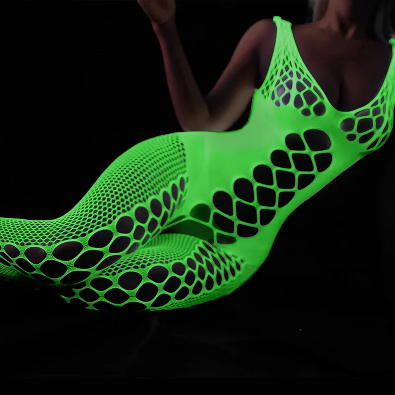 New Luminous Sexy Lingerie Porn Bodystockings Women Body Suits Underwear Crotchless Babydoll Fishnet Bodysuit Erotic Costumes