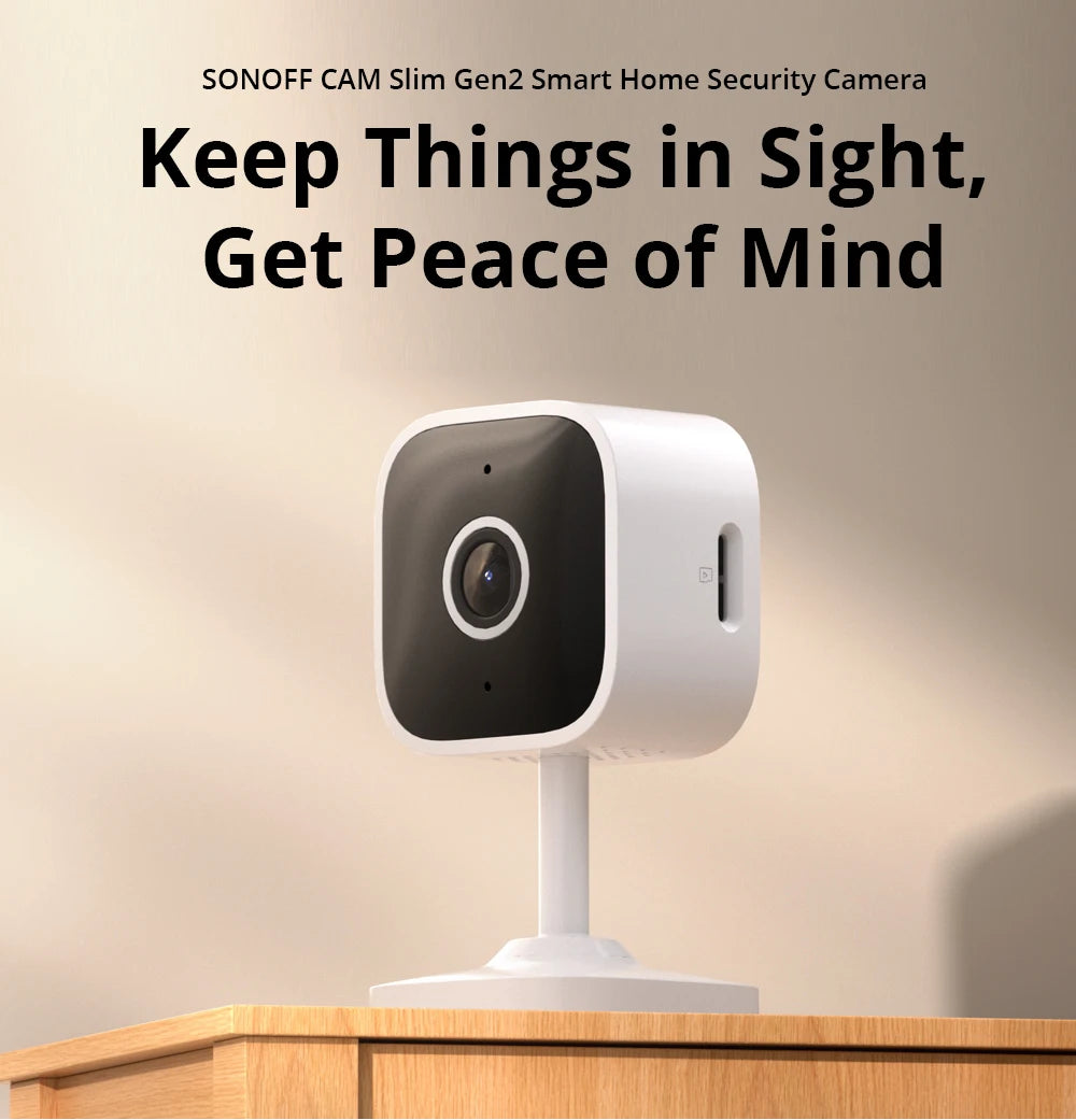 NEW Arrivals Top Quality Slim Gen2 Wi-Fi Smart Home Security Camera 1080P HD Human Sensor Motion Detection Two-Way Audio eWeLink APP Support Alexa Google Home Office Security Supplies