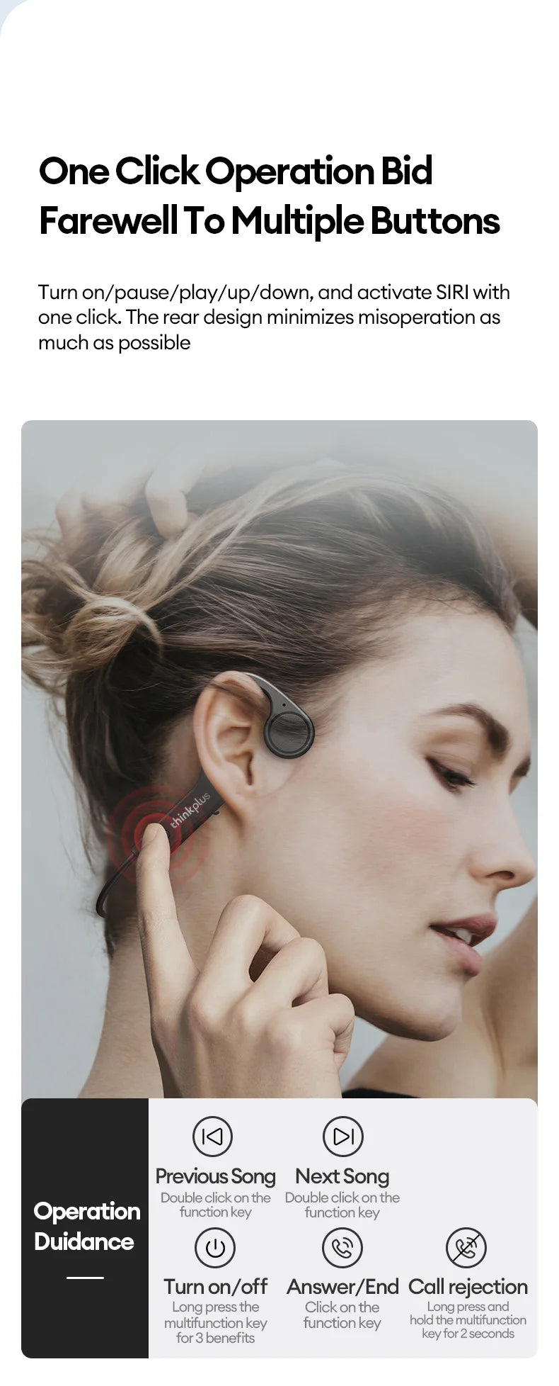Original Lenovo X4 Bone Conduction Bluetooth Headphone Sports Swimming Diving Earphone Waterproof Wireless Headset with Microphone Ear Hook TWS Bass Hi-Fi Stereo Sound