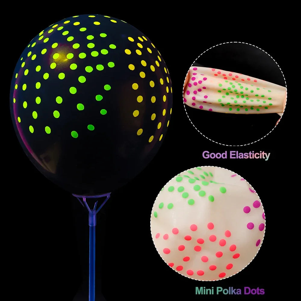 NEW 60PCS Set Happy Birthday Wedding Fluorescent Balloons Glow In The Dark Luminous Dots Latex Balloon For Birthday Wedding Party Decoration Gifts and Toys