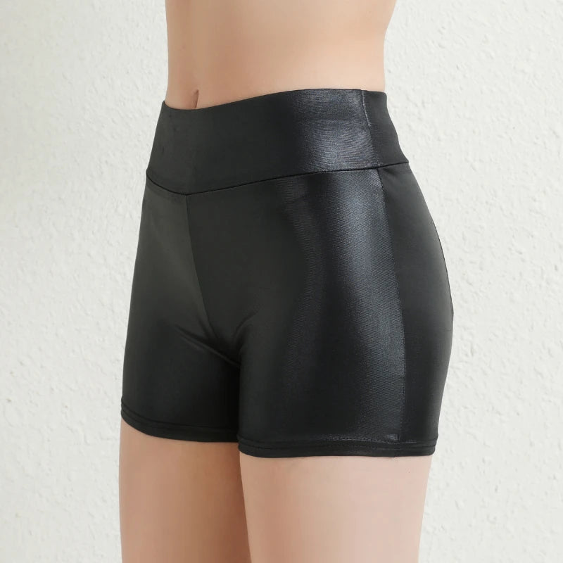 Sexy Nightclub Costumes Shorts Women PU Leather Shorts High Waist Solid Color Button Black Pants Fashion Summer