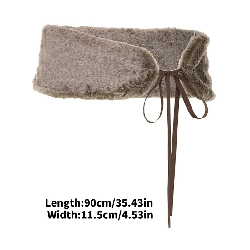 NEW Arrivals Luxury Maillard Color Women Novelty Furred Waistband 90*11.5cm Retro Sexy Plush Luxurious Real Fox Fur Belt with Tie for Evening Night Club Party Costumes Accessories