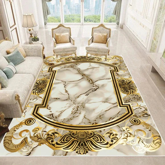 NEW Arrivals 12 Patterns Luxury European Style Carpets Living Room Sofa Side Rugs Home Decoration Soft Golden Carpet Bedroom Cloakroom  Floor Mat