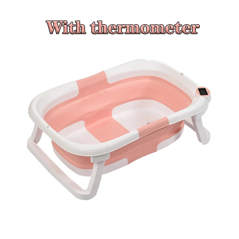 NEW Arrivals Real-Time Temperature Silicone Foldable Baby Take A Bath Bathtub Non-Slip Foot Bath Bucket Folding Bathtub Bathroom Basket Tub Babies Personal Care Supplies