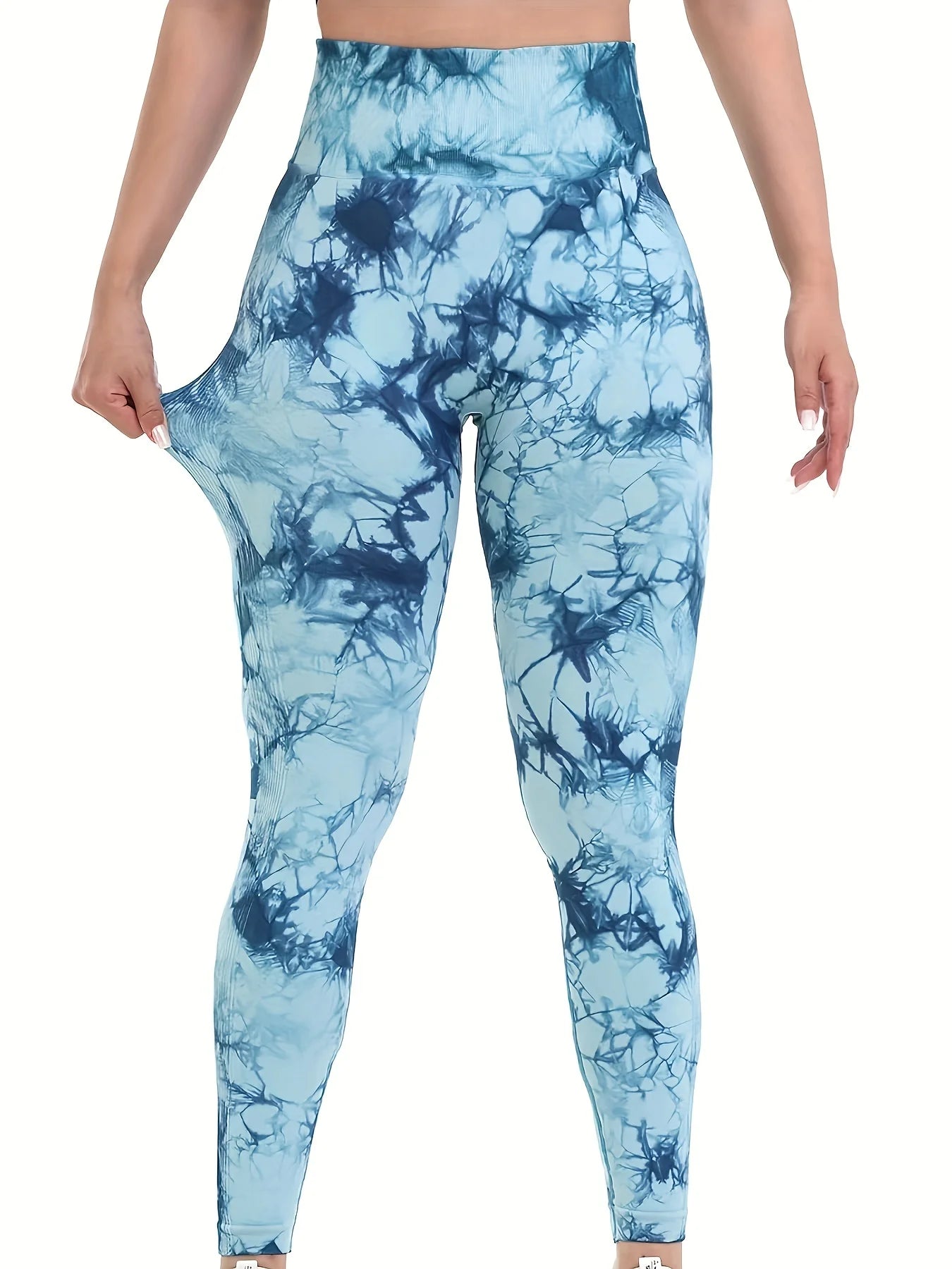 NEW Arrivals 3PCS Set Tie Dye Seamless High Waisted Leggings - Tummy Control Scrunch Butt Lifter - Women Yoga Gym Fitness Pants Outdoor Running Hiking Leggings Ladies Sports Clothing Sets