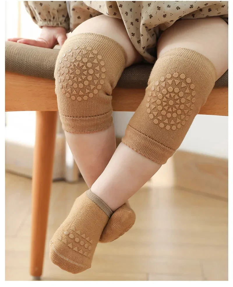 NEW 0-6Yrs Baby Knee Cotton Pads Socks Set for Girls Boys Summer Solid Color Anti Slip Socks Kid Crawling Safety Floor Sock Leg Knee Protector