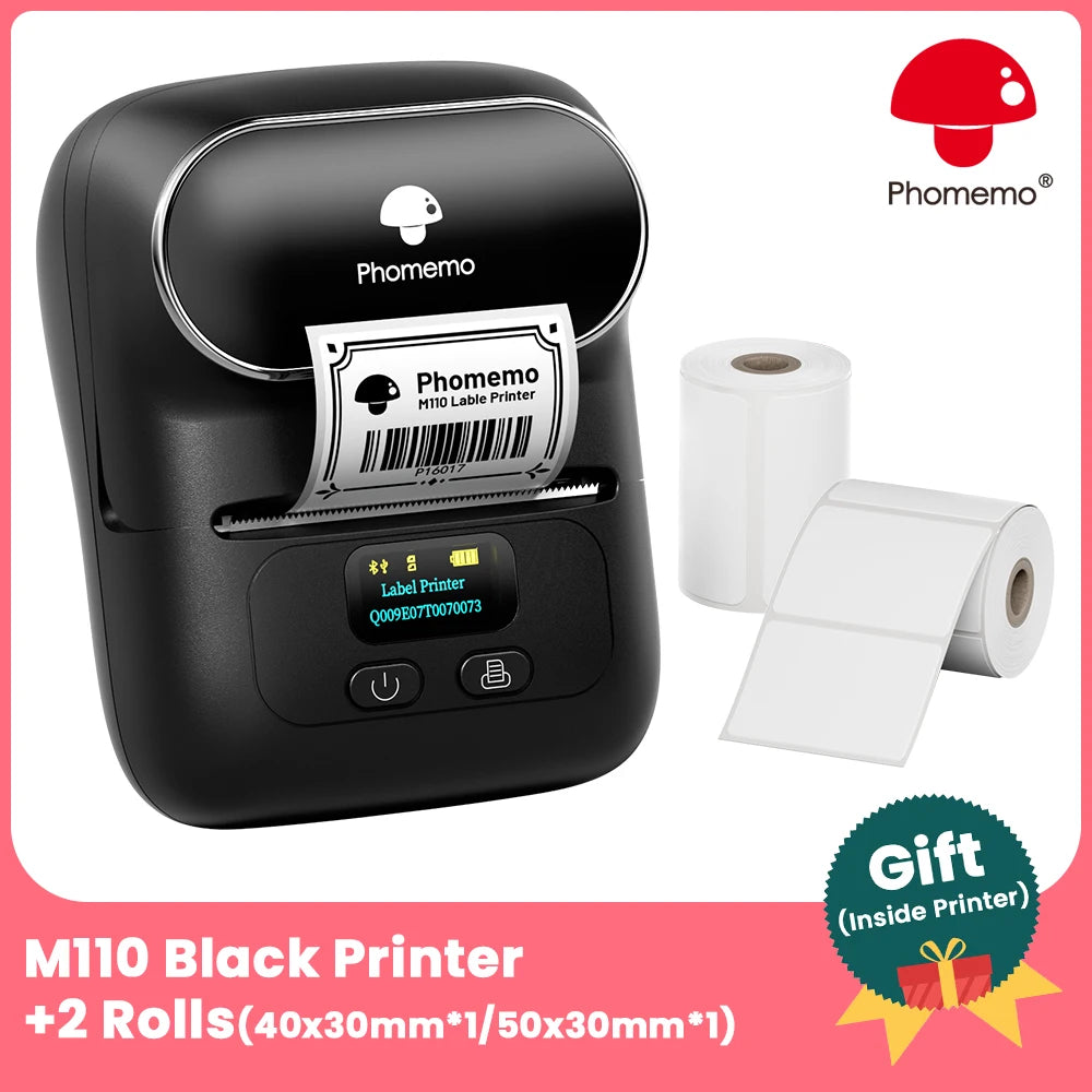 BRAND NEW Original PHOMEMO M110 Label Printer Mini Printer Thermal Label Maker Portable Labeling Machine for Business Barcode Cable School Home Office Business Thermal Printer Set
