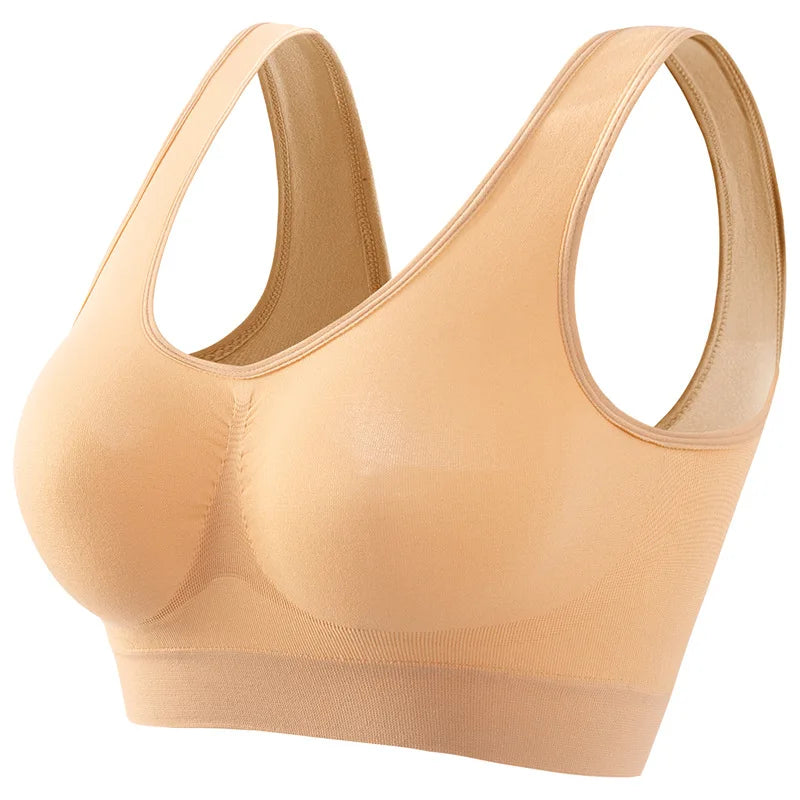 NEW Arrivals S-5XL Plus Size Women Sports Bra Large Size No Steel Ring Seamless Underwear Removable Chest Pad Running Sport Yoga Vest Bras