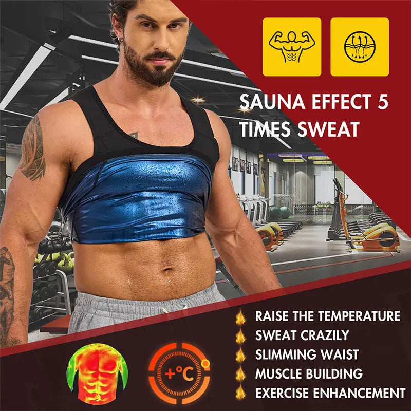 NEW Arrivals S-2XL 2 Colors Heat Trapping Vest Pullover Sweat Enhancing Shirts Workout Tank Top Sauna Shapewear Waist Trainer for Men Compression Fitness Sports Apparel Supplies