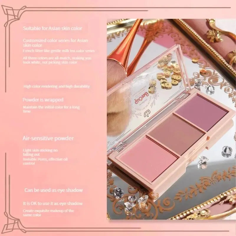 Three Color Cheek Red Plate Nude Makeup Natural Matte Milk Tea Orange Eye Shadow Makeup Lasting High Color Rendering Invisible