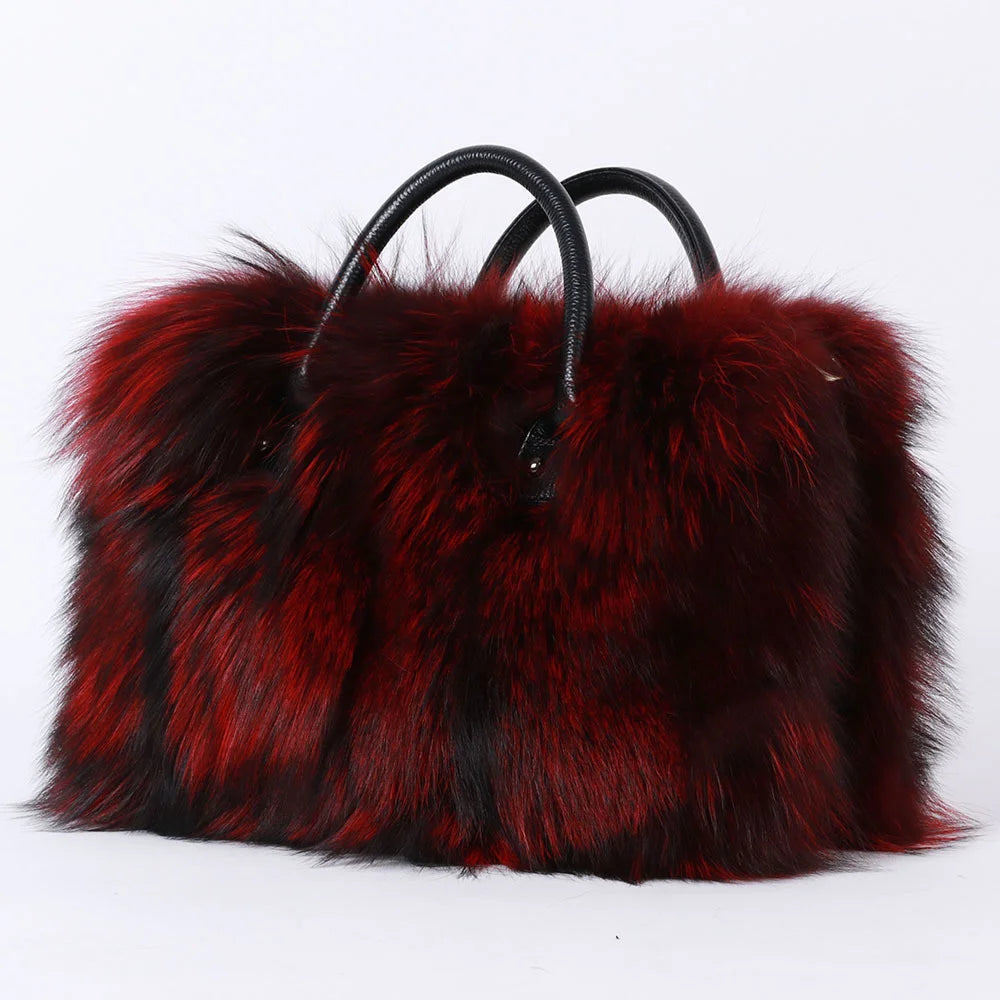 NEW Arrivals Luxury Real Fox Fur Bag Woman Crossbody Bags Furry Casual Fur Handbag Shoulder Bags Clutch Bag Fuzzy Luxury Evening Party Travel Wedding Birthday Party Bag Ladies Luxury Fashion Apparel Accessories Clothing Suppl