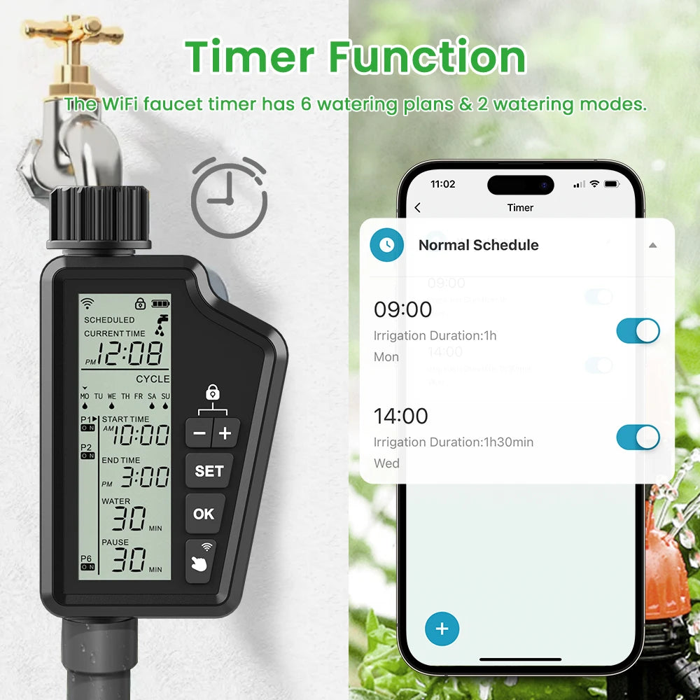 WiFi Timer Smart Dual Water Timer Garden Farm Irrigation Controller Program Timer Irrigation Timed Watering Valve