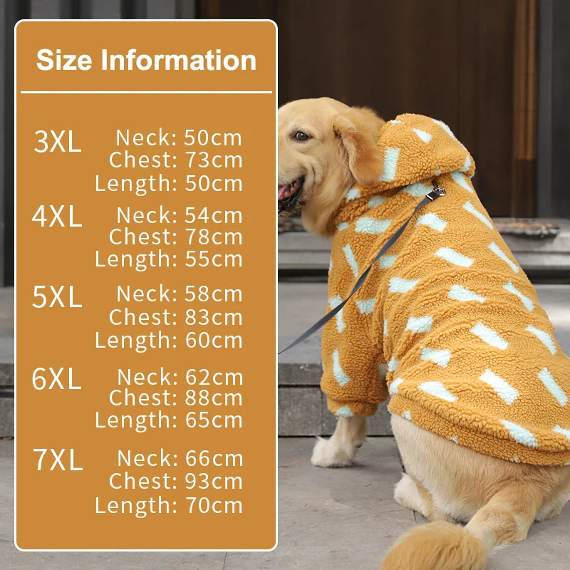 3XL=7XL Winter Big Dog clothing Lamb Wool outerwear for Large Dog Warm Labrador Samoyed Border Collie Clothes Pet Supplies