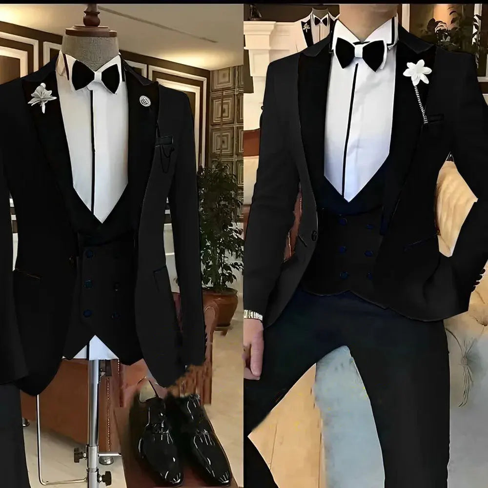 Low-Price Sales are Limited NEW 3PCS Set S-6XL PLUS SIZE 7 Colors Business Blazer Wedding Costume Men's Suit Groom Best Man Wedding Banquet Suit Men Luxury Fashion Clothing Supplies
