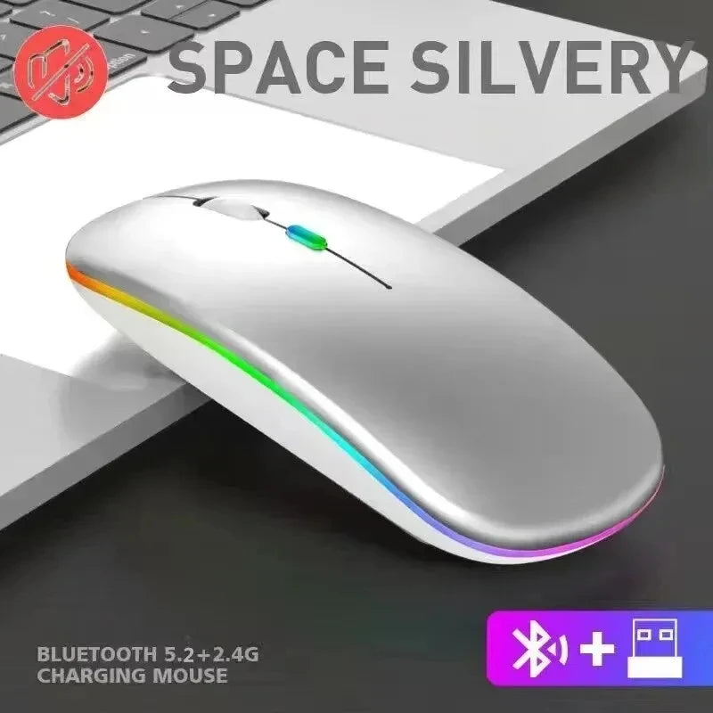 NEW Wireless Mouse Rechargeable Silent LED Backlit Mice PC Laptop Computer Mouse 2.4Ghz Receiver Bluetooth Dual Mode Optical Mice Computer Accessories Electronic Supplies