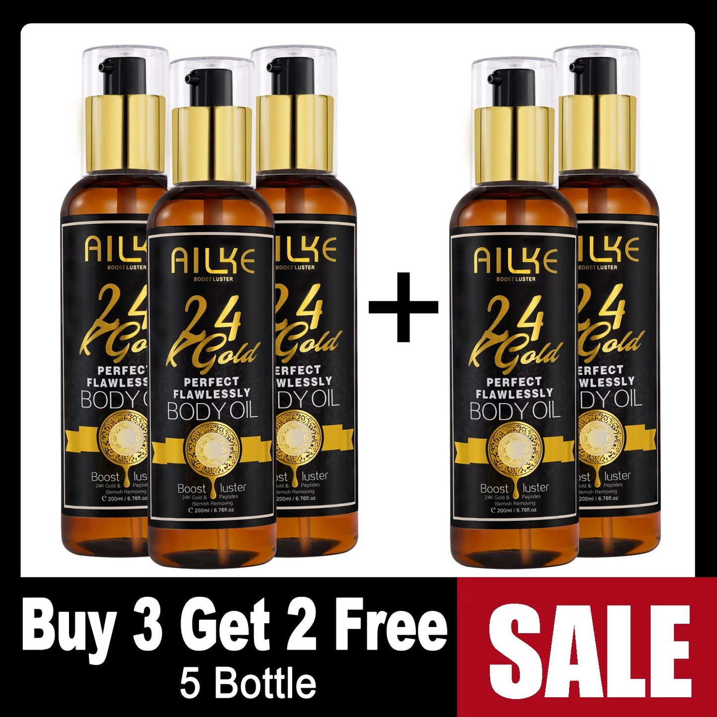 NEW Arrivals AILKE Korean Set 24K Gold Flawlessly Skin Care Range, Skin Whitener, Reduce Dark Spots, Melanin, Wrinkles, Moisturize, For Women & Men Skin Care Supplies