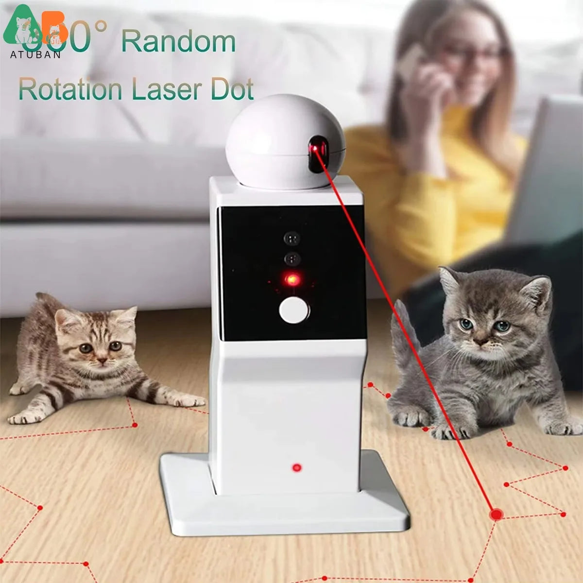 NEW Arrivals Cat Robotic Laser Toy Automatic, Random Moving Interactive Laser Cat Toy for Indoor Cats, Kittens, Dogs, Cat Red Dot Exercising Interactive Toy Pets Supplies