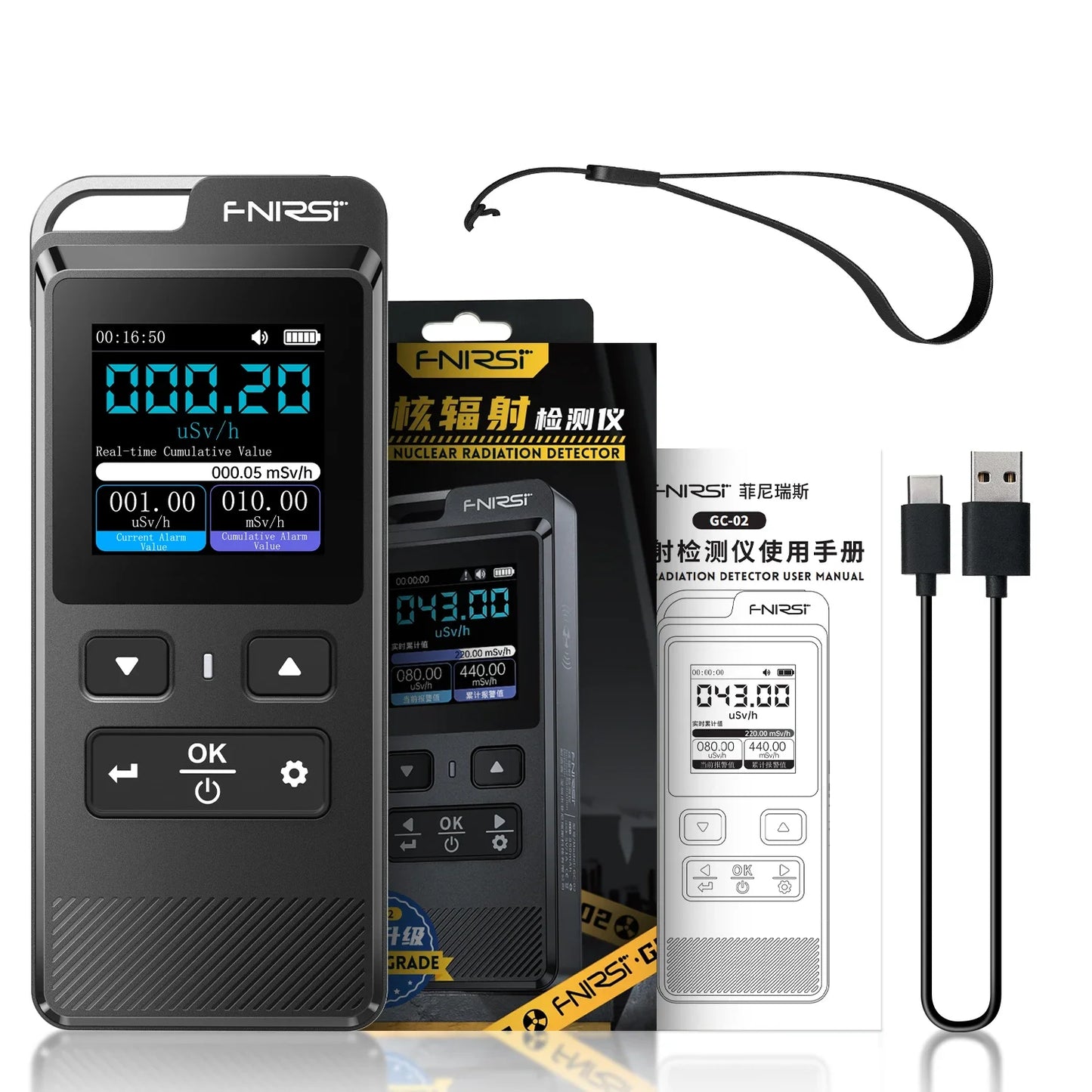 NEW Arrivals High Accuracy Detector GC-02 Geiger Counter Nuclear Radiation Detector X-Ray Y-Ray B-ray Radioactivity Detector Personal Dosimeter Rechargeable
