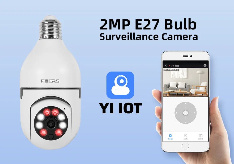 Fuers 5G Wifi IP E27 Bulb Surveillance Camera Night Vision Wireless Home Camera 2MP CCTV Video Security Protection Baby Mini Cam