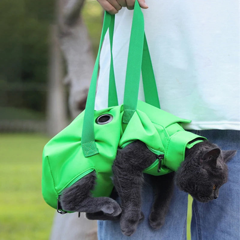 Multifunctional Pet Bag Breathable Cat Double Shoulder Portable Cat Bag Anti-Scratch Bite Fixed Cat Bag Injection Bags Foldable