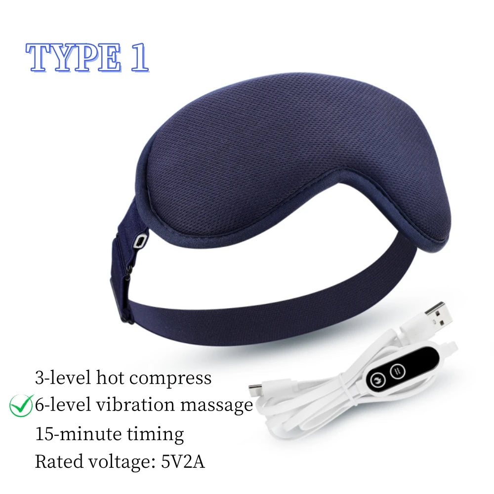 NEW Arrivals Hot Compress Heated Eye Mask USB 6 Vibration Massage Dry Eyes Relief Heated Steam Eye Mask with Remote Control For Sleeping Aid Relaxing Dark Circles Pain Stress Relief