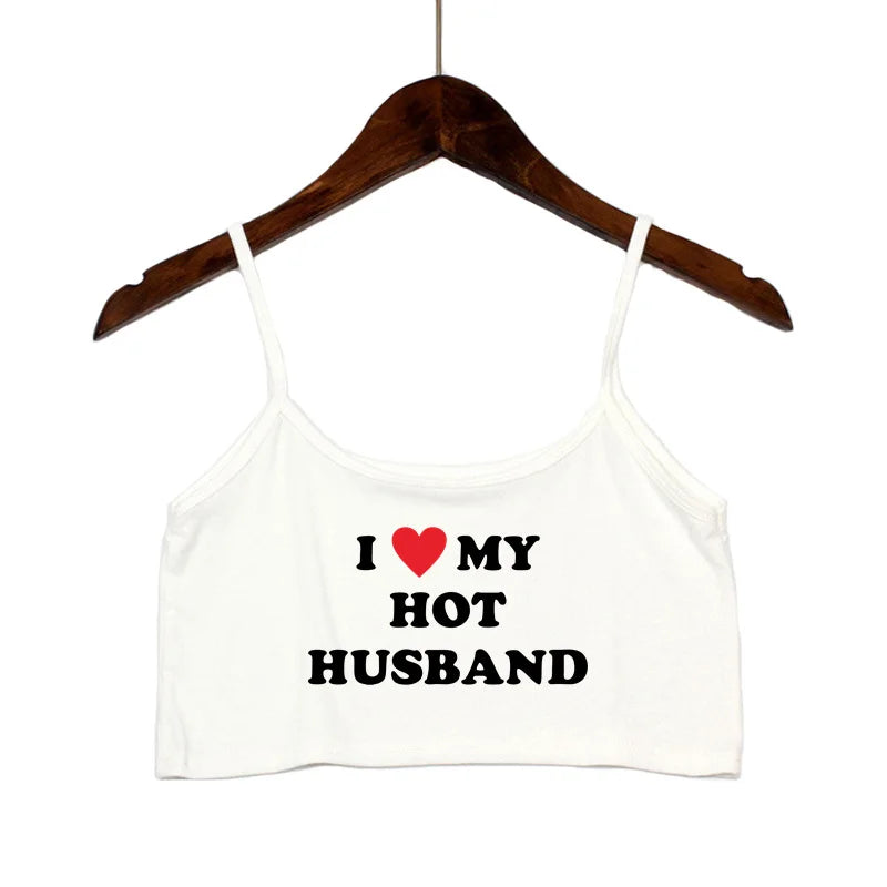 NEW Arrivals 15 Patterns 5 Colors *I LOVE MY HOT HUSBAND* Women Fashion Tank Top Women Clothing Sexy Tops for Girls Sexy Seamless Sleeveless Backless Camisole Summer Beach Streetwear
