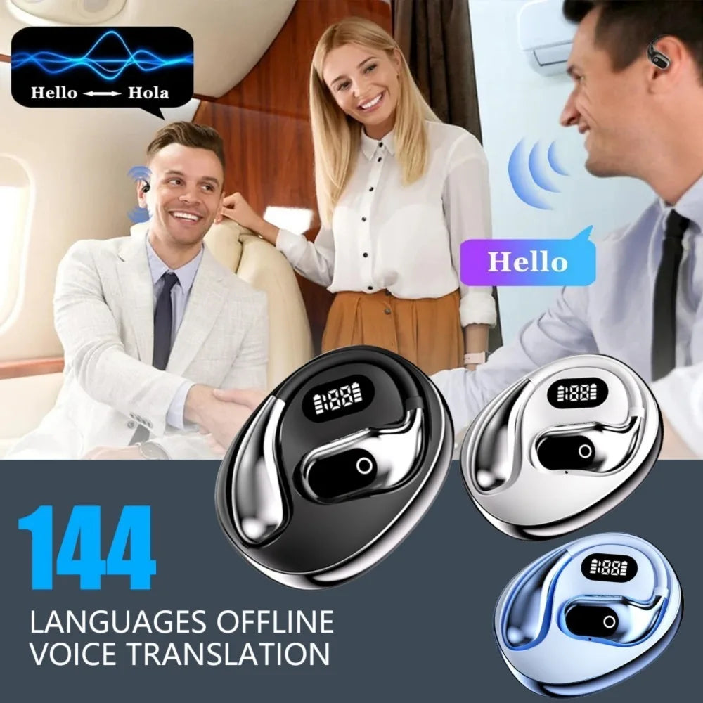 NEW Arrivals AI Translator Earphones 144 Languages Translation Headphones Wireless Bluetooth Headset for Business Office Travel Aboard Sport Earbuds