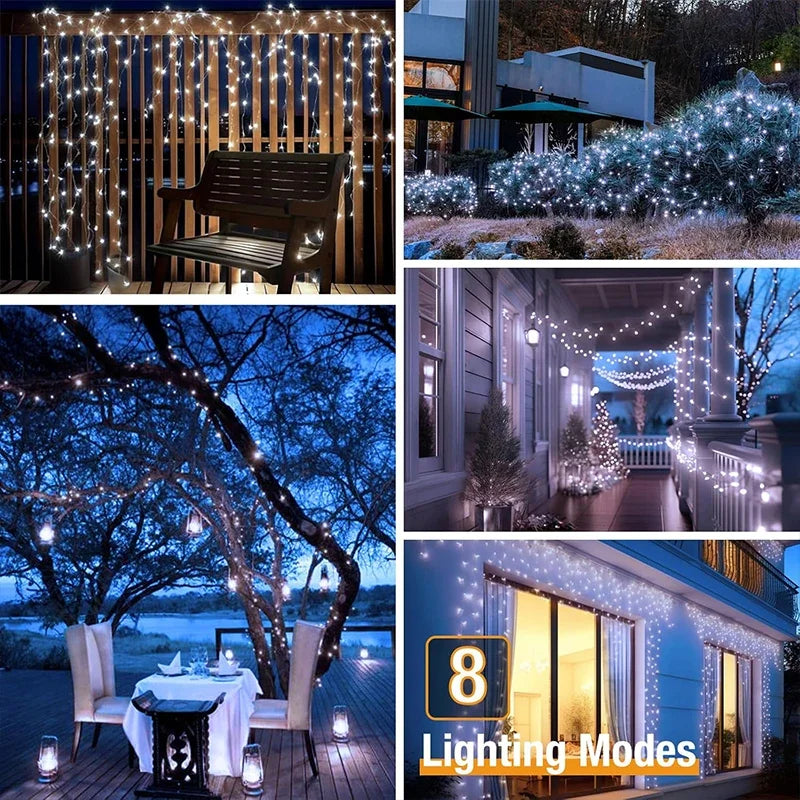 NEW Solar Fairy String Lights Outdoor LED Garden Christmas Decor Garland Light For Xmas Halloween Thanksgiving Wedding