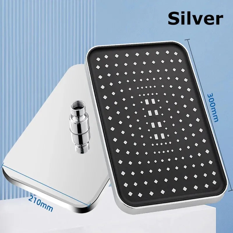 NEW Arrivals 14 IINCH 360 Degrees Rotation High Pressure Top Spray Rain Shower Head Larger Flow Supercharge Rainfall Showerhead 360° Swivel Water Saving Shower Accessories Bathroom Tools